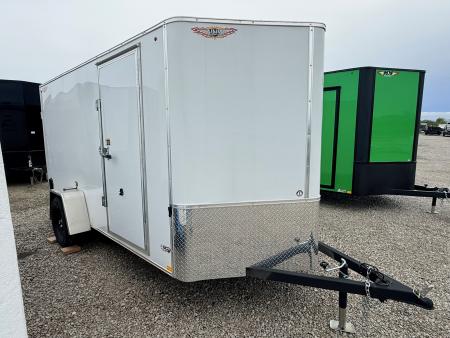 New 2026 H&H White 6'x12' 3k Flat Top V-Nose Enclosed Cargo Trailer