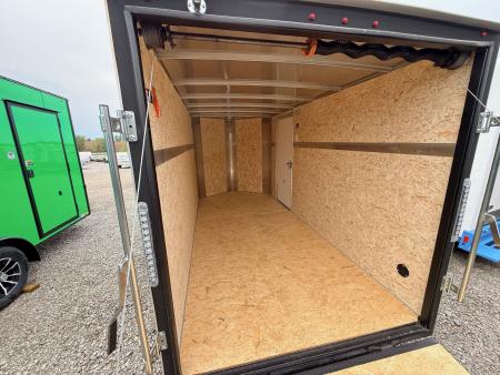 New 2026 H&H White 6'x12' 3k Flat Top V-Nose Enclosed Cargo Trailer