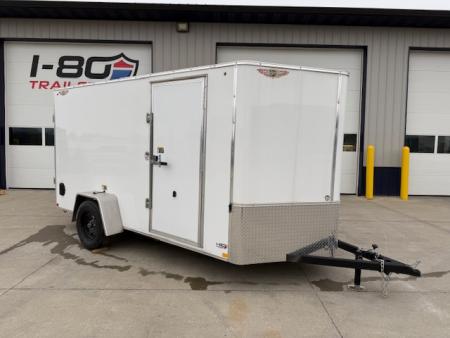 New 2026 H&H White 6'x12' 3k Flat Top V-Nose Enclosed Cargo Trailer