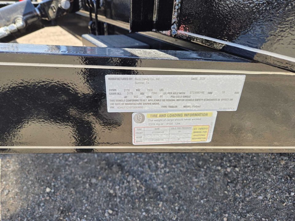 New 2026 Buck Dandy S-7LB-T712 Equipment Trailer