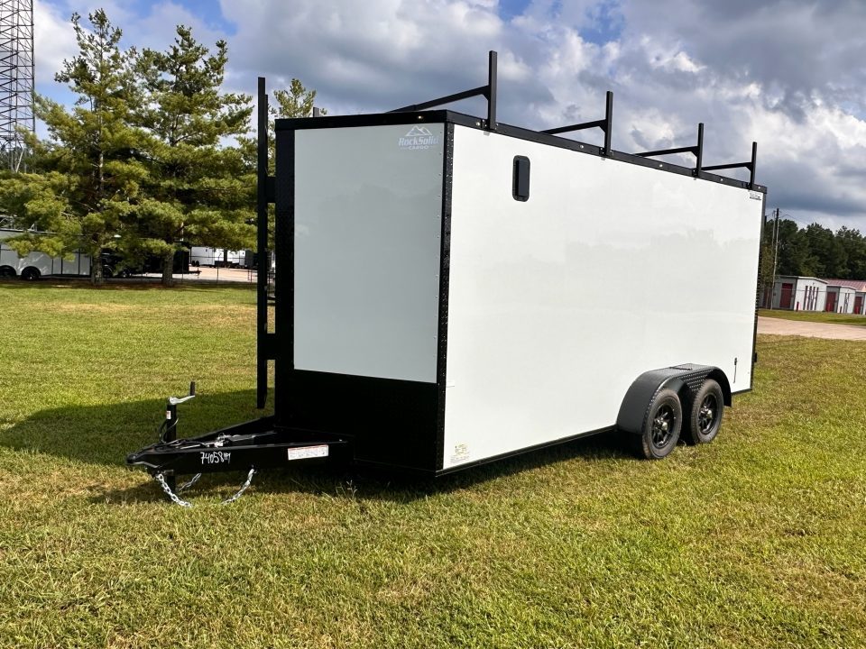 New 2026 Rock Solid Cargo 7X16 Tandem Axle - WORK TRAILER-Double Doors-Roof Racks & Ladder/Enclosed Trailer