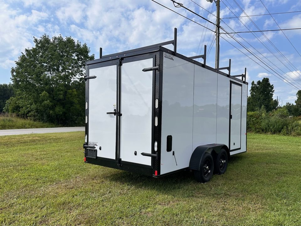 New 2026 Rock Solid Cargo 7X16 Tandem Axle - WORK TRAILER-Double Doors-Roof Racks & Ladder/Enclosed Trailer