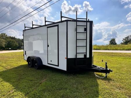 New 2026 Rock Solid Cargo 7X16 Tandem Axle - WORK TRAILER-Double Doors-Roof Racks & Ladder/Enclosed Trailer