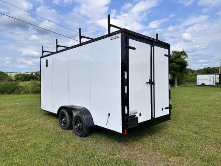 New 2026 Rock Solid Cargo 7X16 Tandem Axle - WORK TRAILER-Double Doors-Roof Racks & Ladder/Enclosed Trailer