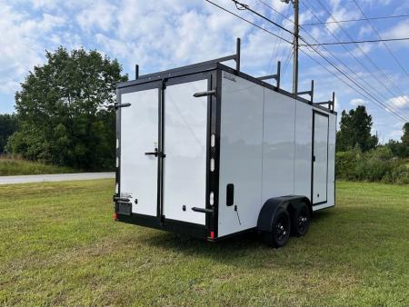 New 2026 Rock Solid Cargo 7X16 Tandem Axle - WORK TRAILER-Double Doors-Roof Racks & Ladder/Enclosed Trailer