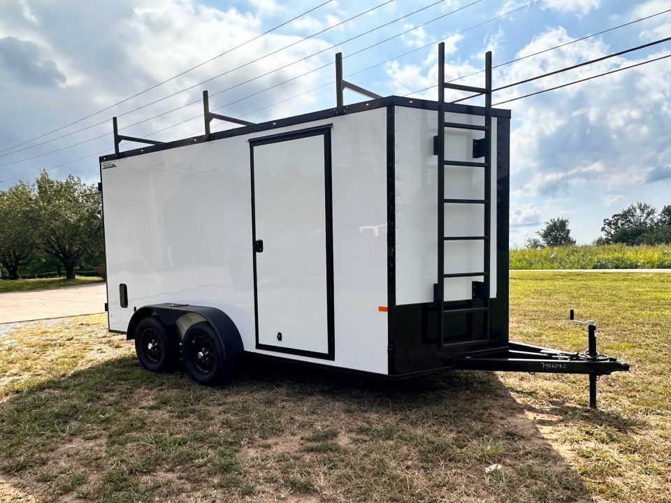 New 2026 Rock Solid Cargo 7X14 Enclosed Trailer-3500LB Tandem Axle-WORK TRAILER-Barn Doors- Roof Racks & Ladder - Enclosed Trailer