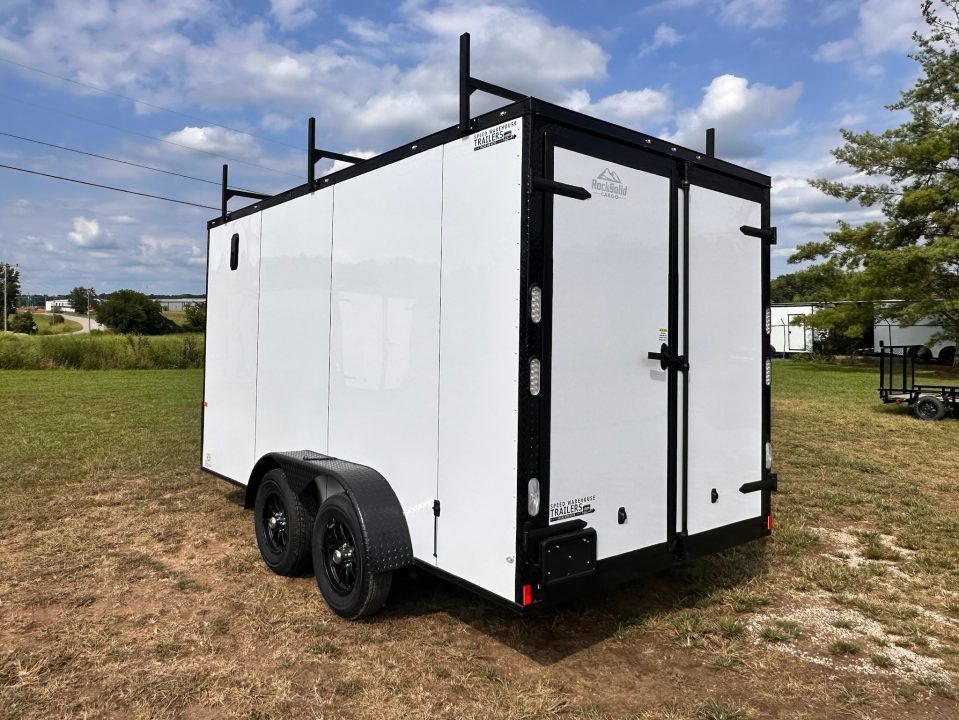New 2026 Rock Solid Cargo 7X14 Enclosed Trailer-3500LB Tandem Axle-WORK TRAILER-Barn Doors- Roof Racks & Ladder - Enclosed Trailer