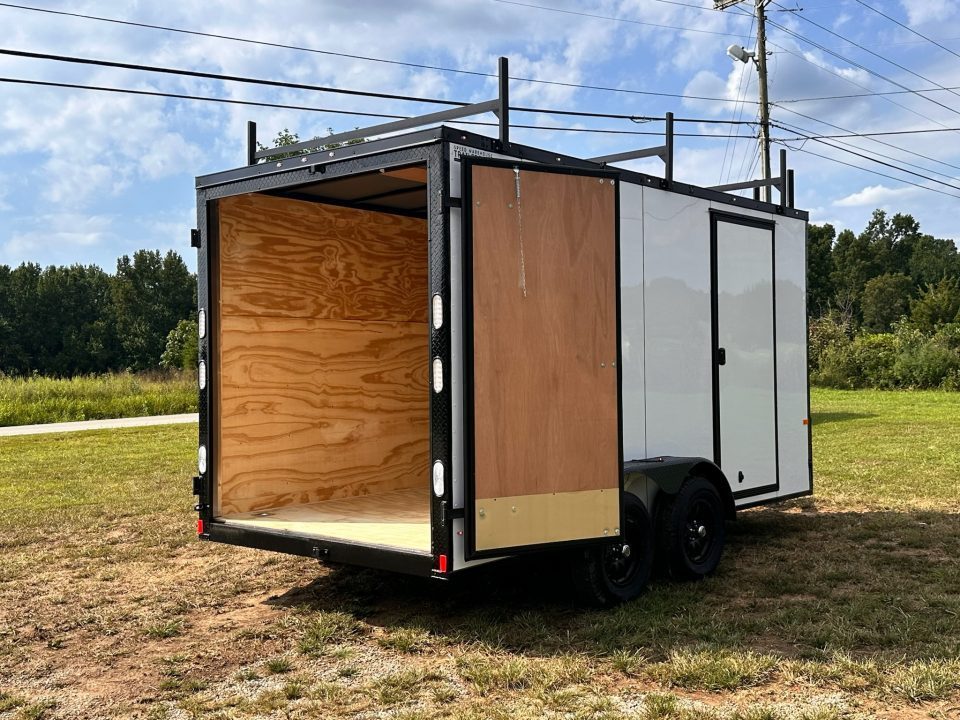 New 2026 Rock Solid Cargo 7X14 Enclosed Trailer-3500LB Tandem Axle-WORK TRAILER-Barn Doors- Roof Racks & Ladder - Enclosed Trailer
