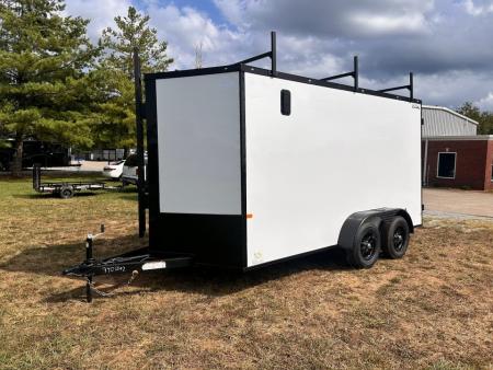 New 2026 Rock Solid Cargo 7X14 Enclosed Trailer-3500LB Tandem Axle-WORK TRAILER-Barn Doors- Roof Racks & Ladder - Enclosed Trailer
