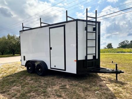 New 2026 Rock Solid Cargo 7X14 Enclosed Trailer-3500LB Tandem Axle-WORK TRAILER-Barn Doors- Roof Racks & Ladder - Enclosed Trailer