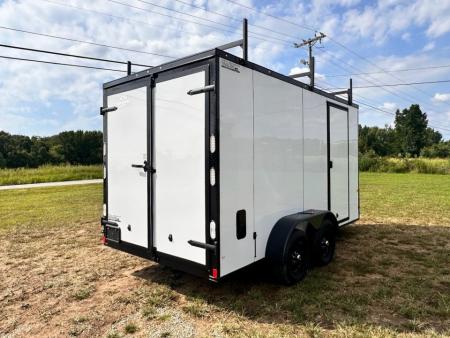 New 2026 Rock Solid Cargo 7X14 Enclosed Trailer-3500LB Tandem Axle-WORK TRAILER-Barn Doors- Roof Racks & Ladder - Enclosed Trailer