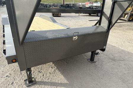 New 2026 East Texas Trailers 102"x24' Gooseneck Lowstyle w/ Drive over fenders & Mini Macho Dove Equipment Trailer