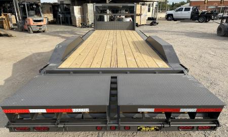 New 2026 East Texas Trailers 102"x24' Gooseneck Lowstyle w/ Drive over fenders & Mini Macho Dove Equipment Trailer