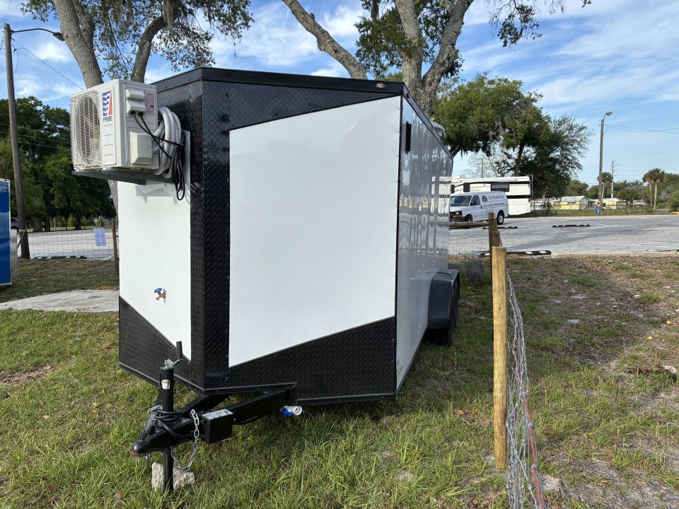 Used 2025 Cargo United LLC Food Truck 7 x 12 Dual Axle White with Blackout Package and Rear Wing with LED Lights Enclosed Trailer