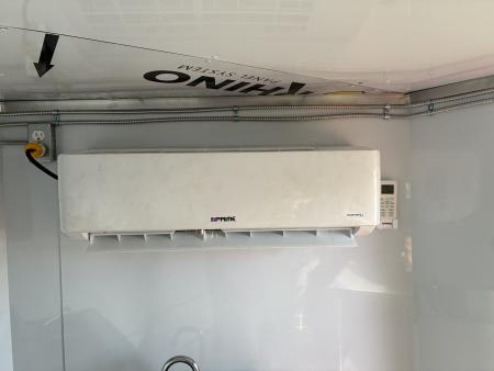 Used 2025 Cargo United LLC Food Truck 7 x 12 Dual Axle White with Blackout Package and Rear Wing with LED Lights Enclosed Trailer