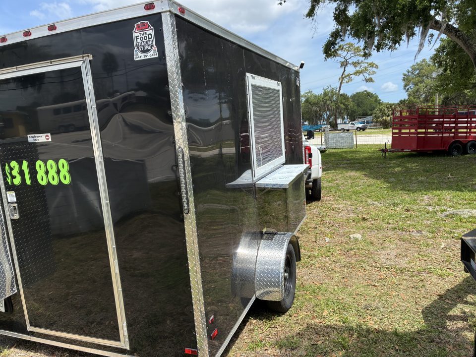 Used 2025 All World Trailers 7 x 12 Black Single Axle Enclosed Food Trailer