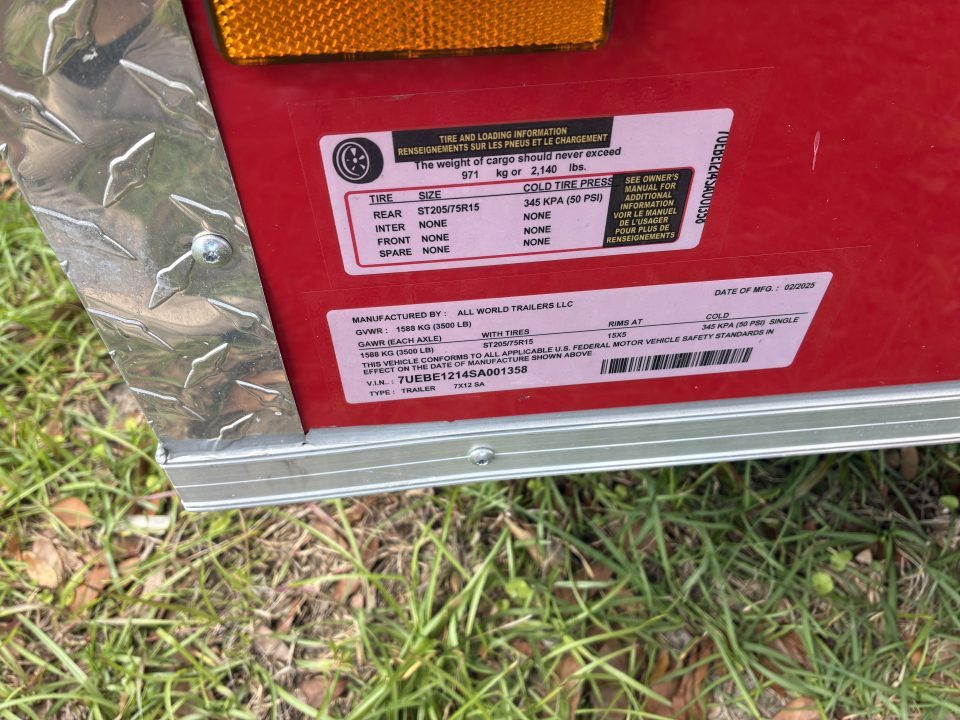 Used 2025 All World Trailers 7 x 12 Red Enclosed Food Trailer with Pizza Ovens, AC & Propane Tank Holder