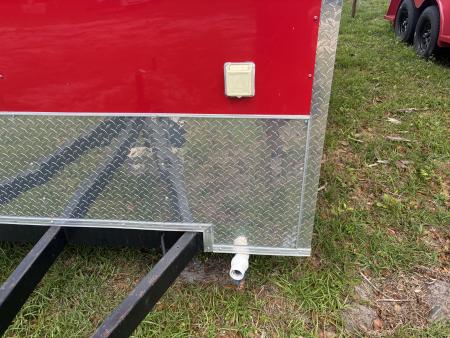 Used 2025 All World Trailers 7 x 12 Red Enclosed Food Trailer with Pizza Ovens, AC & Propane Tank Holder
