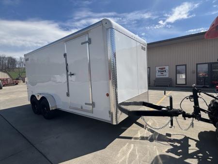 New 2026 Car Mate Trailers 7x16 Custom Cargo HD Enclosed Trailer - Crystal White - W/ Ramp Door (6  extra height) - 7000# GVWR