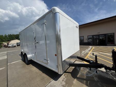 New 2026 Car Mate Trailers 7x16 Custom Cargo HD Enclosed Trailer - Crystal White - W/ Ramp Door (6  extra height) - Scissor Screw Down Jacks - 7000# GVWR