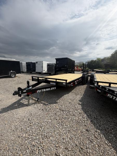 New 2026 PJ Trailers CD202 Equipment Trailer 83X20 DOVETAIL W/ FOLDUP RAMPS TA (GVW:14000) BLACK