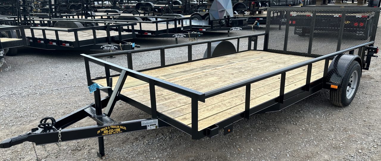 New 2026 Road Boss 83"x14' Single Axle with 3' Spring Assisted Gate, Dove Tail & Pipe Top Utility Trailer