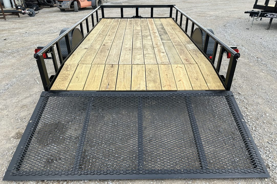 New 2026 Road Boss 83"x14' Single Axle with 3' Spring Assisted Gate, Dove Tail & Pipe Top Utility Trailer