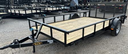 New 2026 Road Boss 83 x14' Single Axle with 3' Spring Assisted Gate, Dove Tail & Pipe Top Utility Trailer