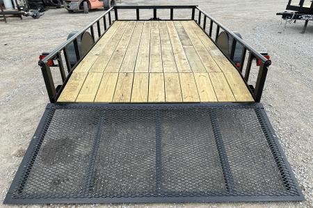 New 2026 Road Boss 83"x14' Single Axle with 3' Spring Assisted Gate, Dove Tail & Pipe Top Utility Trailer