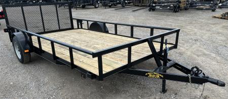 New 2026 Road Boss 83"x14' Single Axle with 3' Spring Assisted Gate, Dove Tail & Pipe Top Utility Trailer