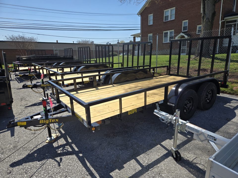 New 6'5" x 14' Big Tex 60PI Tandem Axle Utility Trailer, 6k GVWR ***2" Ball, Spring Assist Gate, Set Back Jack, Spare Mount
