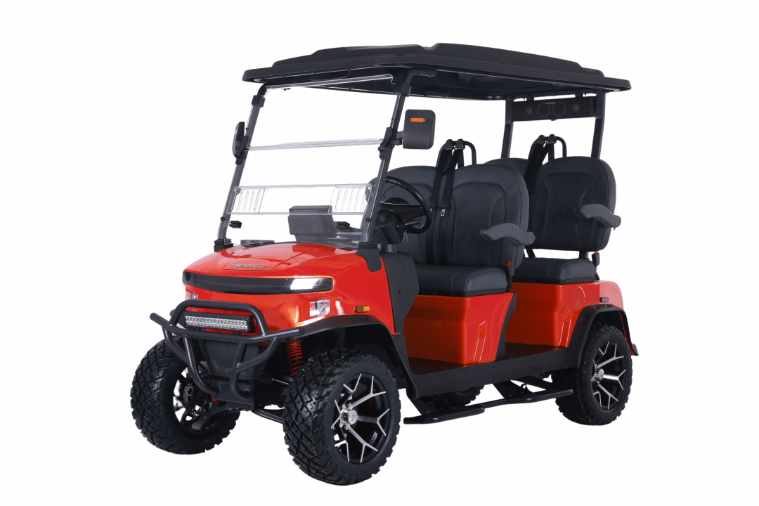 New 2026 Denago EV Rover XL - RED - 4-Person Lifted Golf Cart