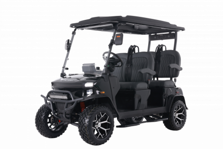 New 2026 Denago EV Rover XL - MATTE BLACK - 4-Person Lifted Golf Cart