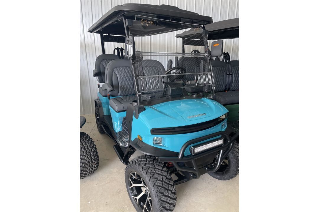 New 2026 Denago EV Rover XL - AQUA - 4-Person Lifted Golf Cart