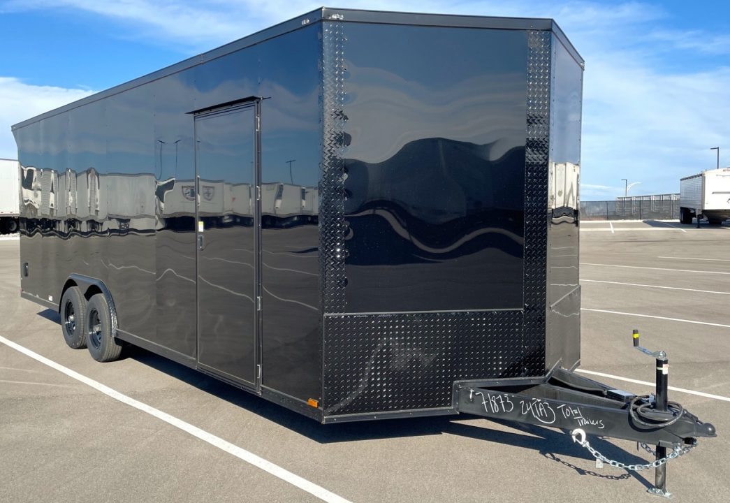 New 8.5 x 24' Enclosed Blackout Car / Racing Trailer 9,990LB, 7' High, Spoiler, Spread Axles