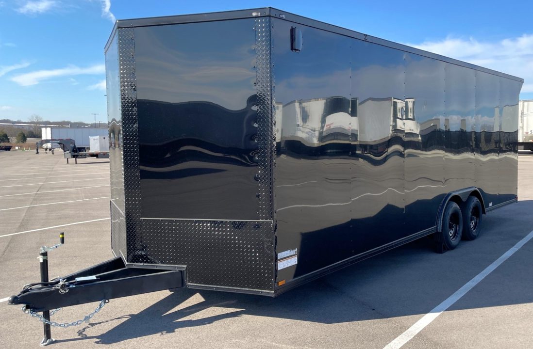 New 8.5 x 24' Enclosed Blackout Car / Racing Trailer 9,990LB, 7' High, Spoiler, Spread Axles