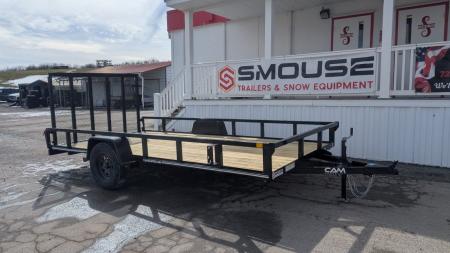New 2026 CAM SUPERLINE 7x14 Tubular Top Rail Utility Trailer w/ Spring Assist/ Lay Down Ramp