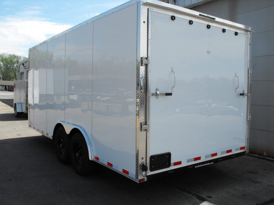 New Enclosed Cargo 8.5 x 18 Dove Ramp 7' I nt 10400 Gvwr