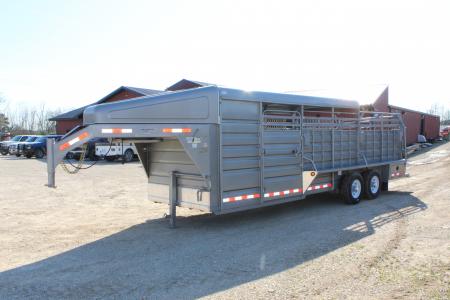 New 2025 GR 6.8' x 24' Gooseneck Half-Top Livestock Trailer