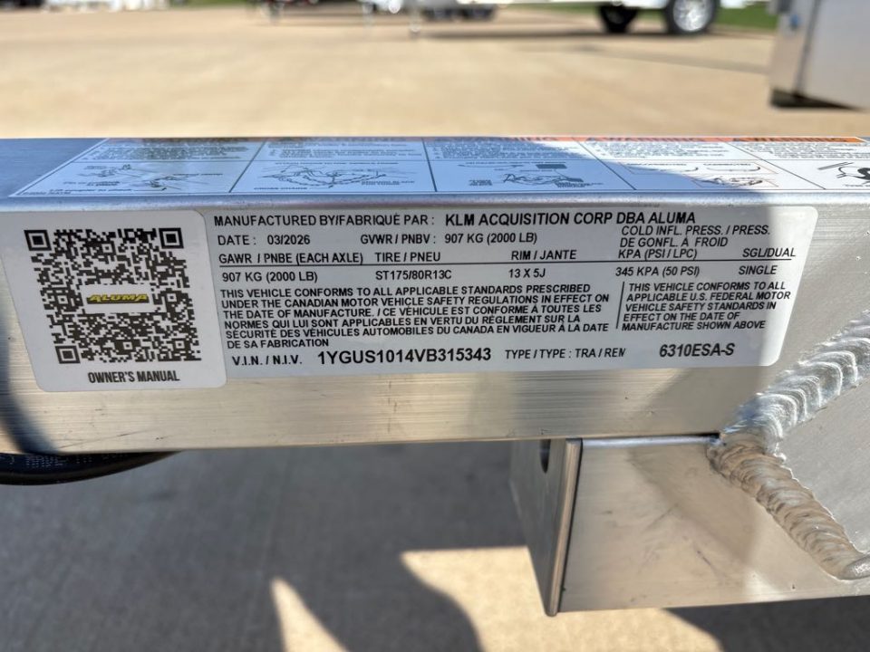 New 2027 Aluma 6310ESA-S-TG Utility Trailer