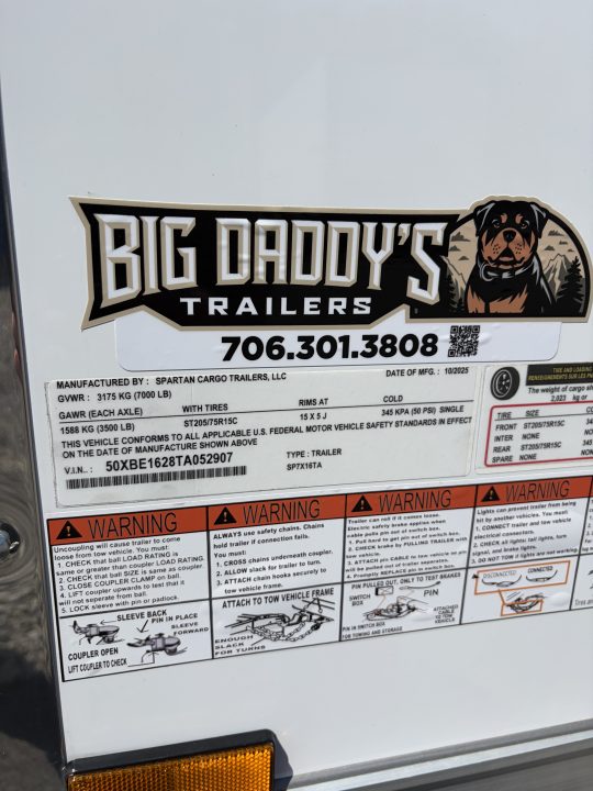 New 2026 Spartan 7X16 Enclosed Trailer, Pro Series, PolyCor, StableDeck, 7' Interior