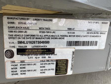 New 2026 Liberty lu7K83X14 Utility Trailer