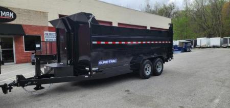 New 7 x 16 Sure-Trac Low-Pro Telescopic Dump Trailer 4ft Side 14k w/Hydraulic Jack