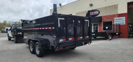 New 7 x 16 Sure-Trac Low-Pro Telescopic Dump Trailer 4ft Side 14k w/Hydraulic Jack