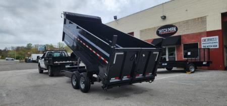 New 7 x 16 Sure-Trac Low-Pro Telescopic Dump Trailer 4ft Side 14k w/Hydraulic Jack