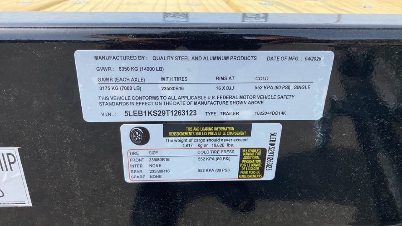 New 2027 Quality Steel and Aluminum 102x20+4 Deckover Trailer