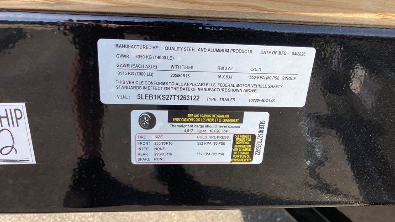 New 2027 Quality Steel and Aluminum 102x20+4 Deckover Trailer