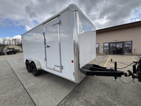 New 2026 Car Mate Trailers 7x16 Custom Cargo HD Enclosed Trailer - Charcoal Gray W/ Barn Doors (6  extra height)- 9990# GVWR