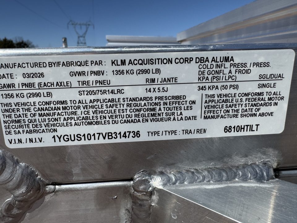 New 2027 Aluma 6810H 3k Tilt Utility Trailer