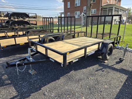 New 7 X 12 Sure-Trac Tube Top Utility Trailer, 3k GVWR ***Spring Assist Gate, Set Back Jack, Spare Mount